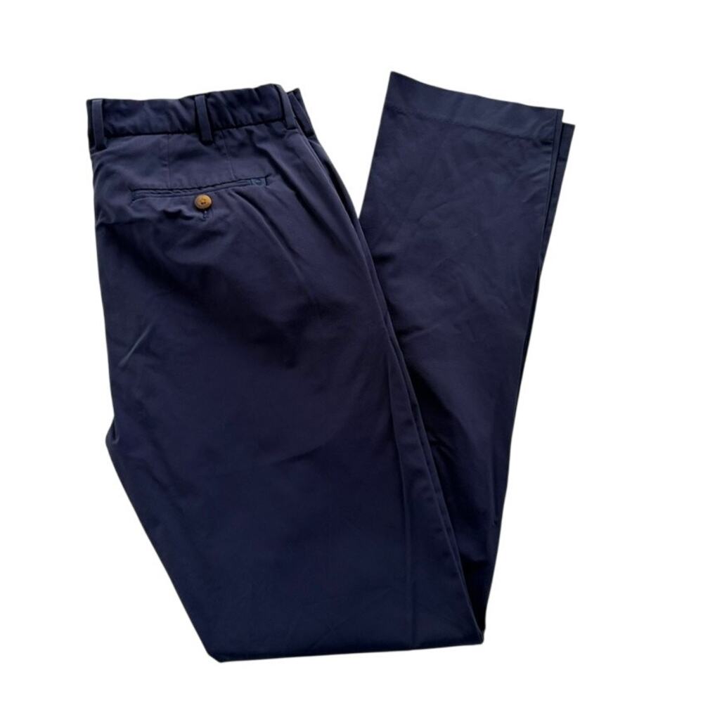 Peter Millar Pants Navy Blue Chino Casual 35 x 34 Nylon Stretch Golf Casual